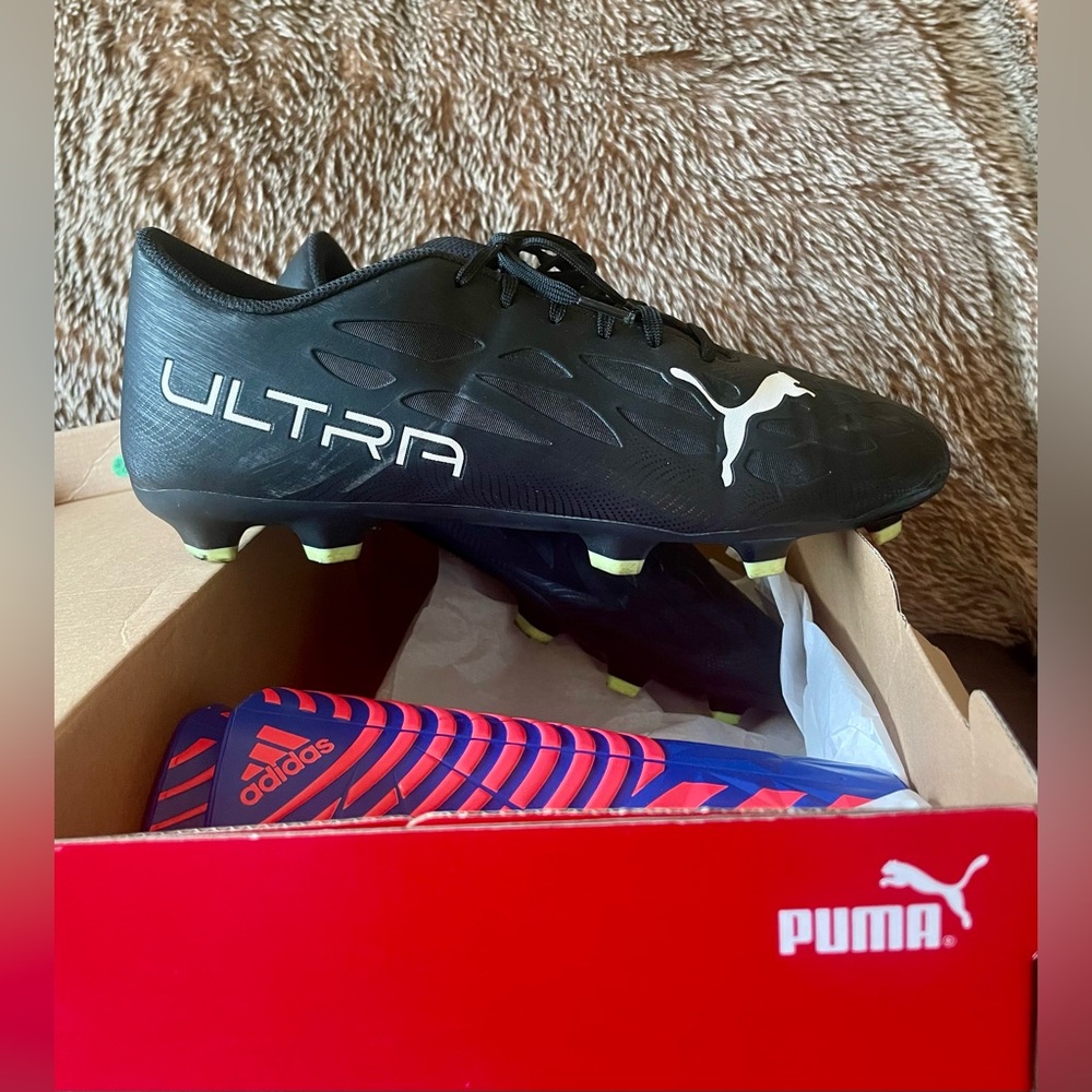 Puma Ultra 4.4 FG/AG Men’s Soccer Cleats 11.5 Plus Bonus Adidas Shin Guards